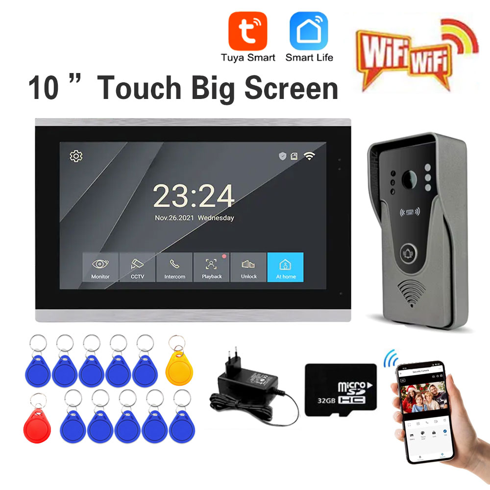 Access Control System Rfid Kit - Tuya 1080P 10 Inch Color Touch