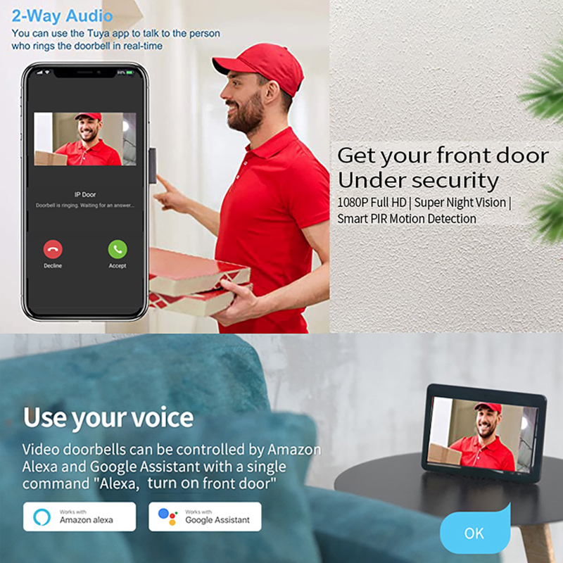 Tuya 1080P Wifi Video Doorbell - огляд і ціна Access Control System Rfid Kit