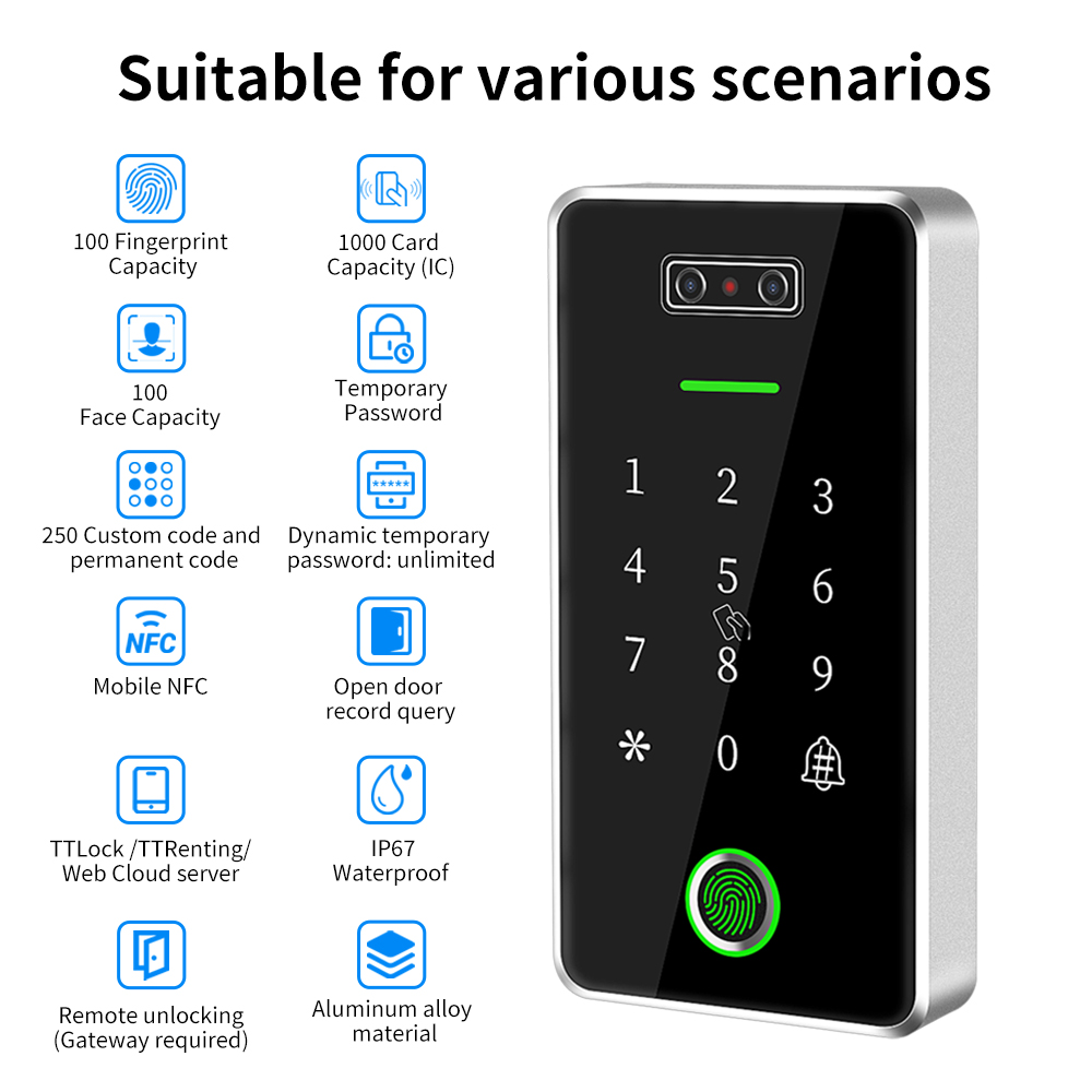 TTLOCK Biometric 100 face 100  - огляд і ціна Door Access Control Keypad Rfid
